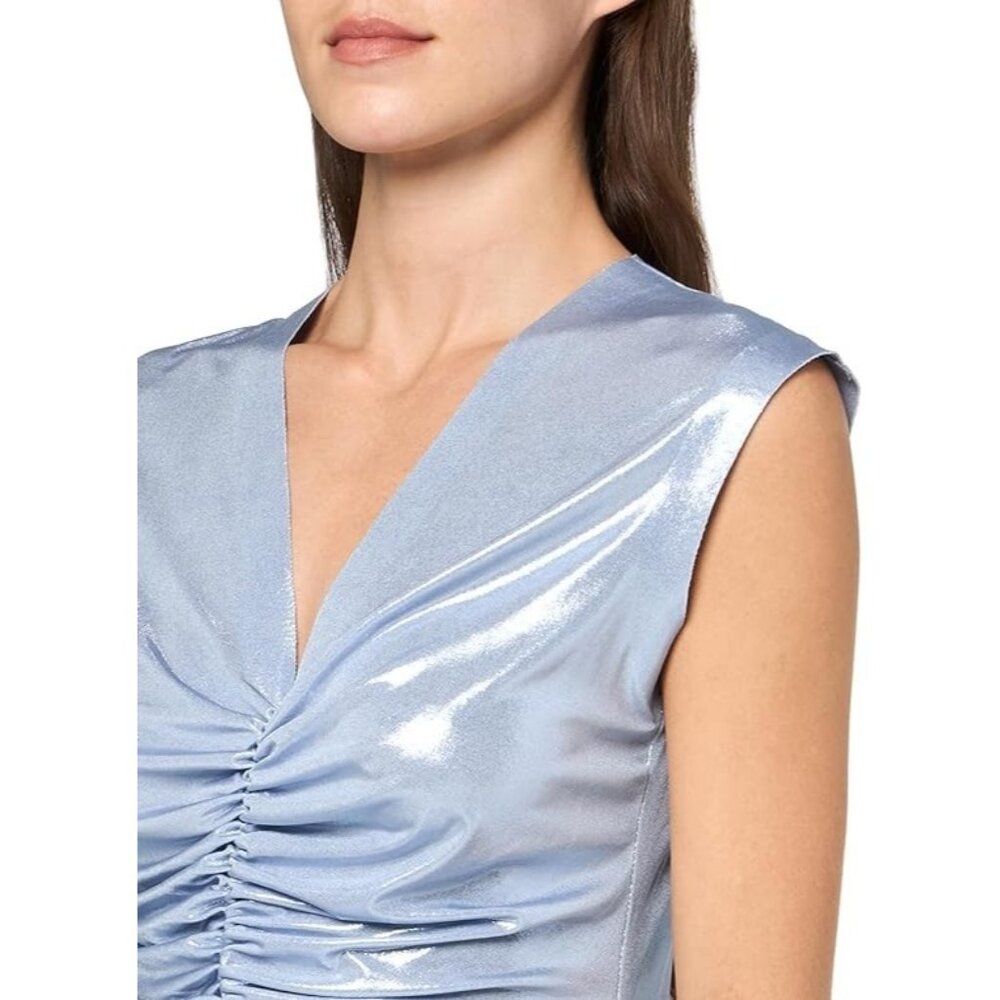 Norma Kamali Ruched Shirred Dress Misty Blue ( M/38 ) - Picture 3 of 6